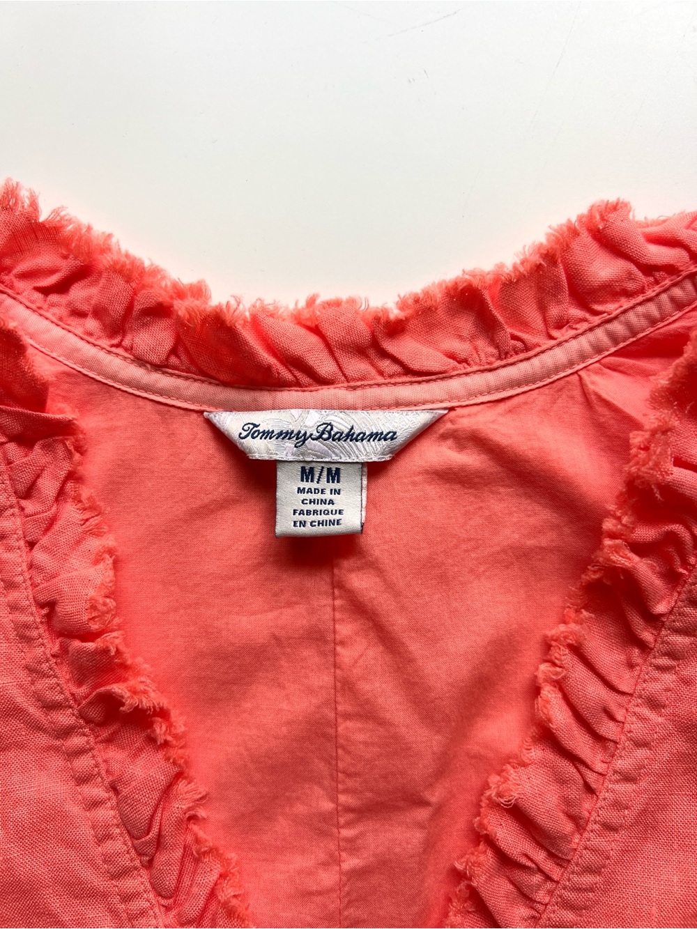 Tommy Bahama Linen Sleeveless Coral Shift Dress Summer Vacation Classic - Picture 4 of 7